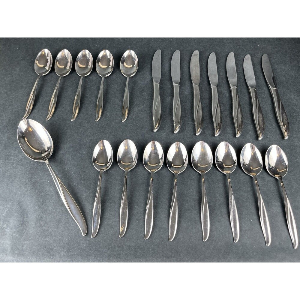 21 Pc Gorham Stegor WAIKIKI Stainless Flatware Spoons & Knives Set MCM Silverwar